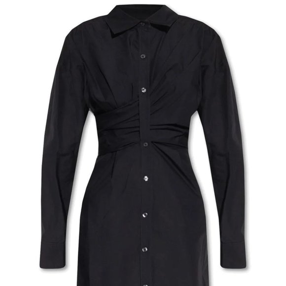 Alexander Wang Gathered Long-Sleeved Shirt Dress - Picture 1 of 6